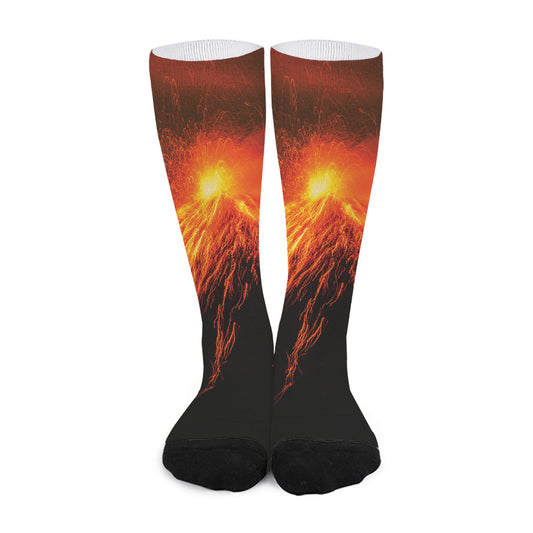Fire Volcano Print Long Socks