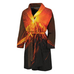 Fire Volcano Print Men's Bathrobe