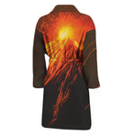 Fire Volcano Print Men's Bathrobe