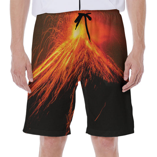 Fire Volcano Print Men's Beach Shorts