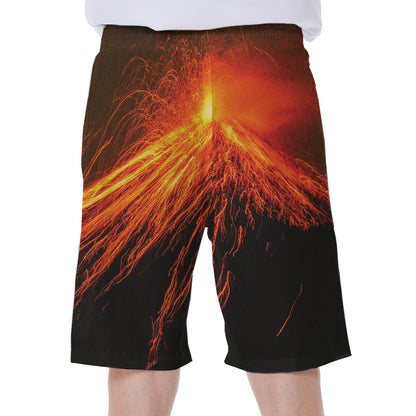 Fire Volcano Print Men's Beach Shorts