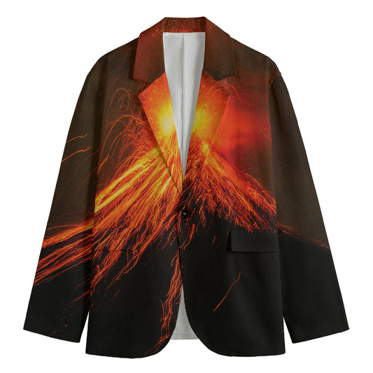 Fire Volcano Print Men's Blazer