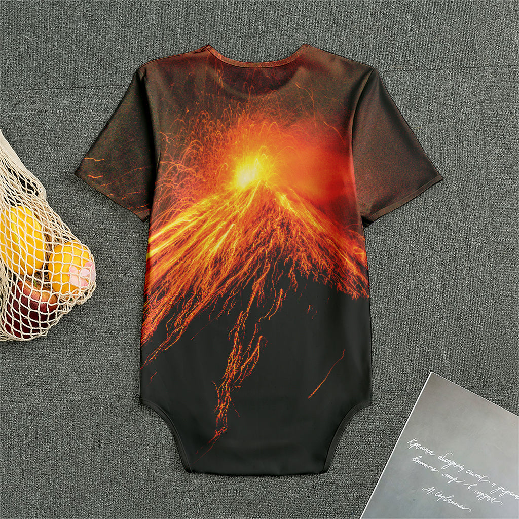 Fire Volcano Print Men's Bodysuit