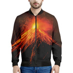 Fire Volcano Print Men's Bomber Jacket