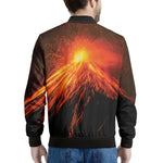 Fire Volcano Print Men's Bomber Jacket