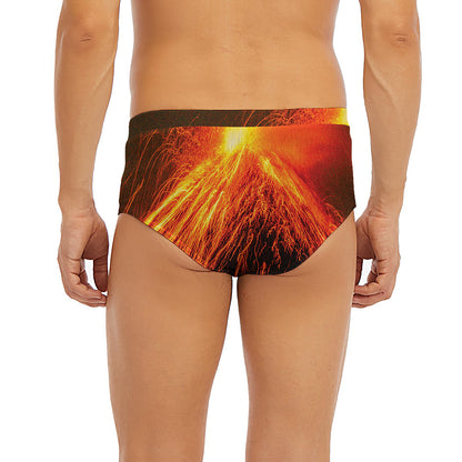 Fire Volcano Print Men's Briefs