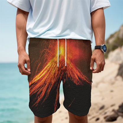 Fire Volcano Print Men's Cargo Shorts