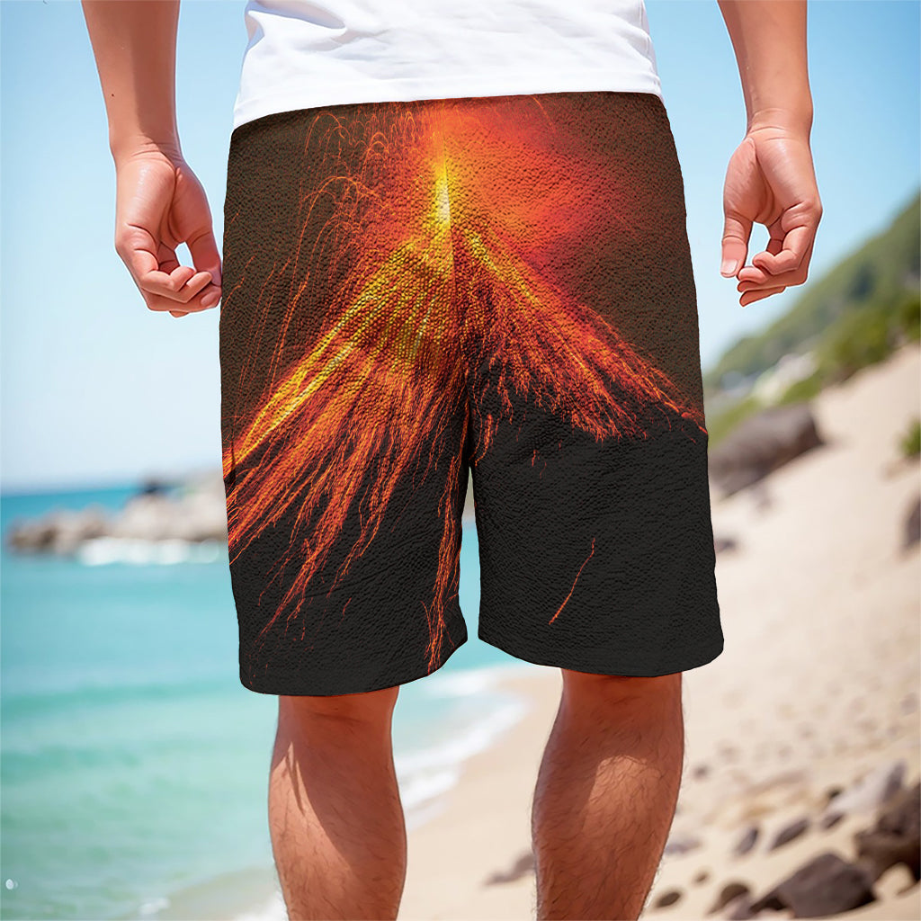 Fire Volcano Print Men's Cargo Shorts