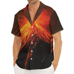 Fire Volcano Print Men's Deep V-Neck Shirt