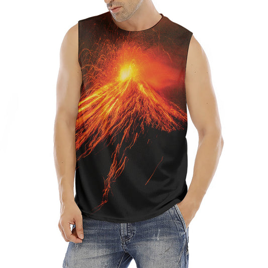 Fire Volcano Print Men's Fitness Tank Top