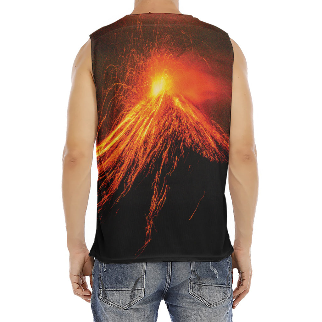 Fire Volcano Print Men's Fitness Tank Top
