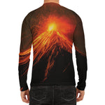 Fire Volcano Print Men's Long Sleeve Rash Guard
