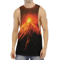 Fire Volcano Print Men's Muscle Tank Top