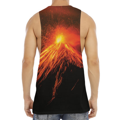 Fire Volcano Print Men's Muscle Tank Top