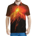 Fire Volcano Print Men's Polo Shirt