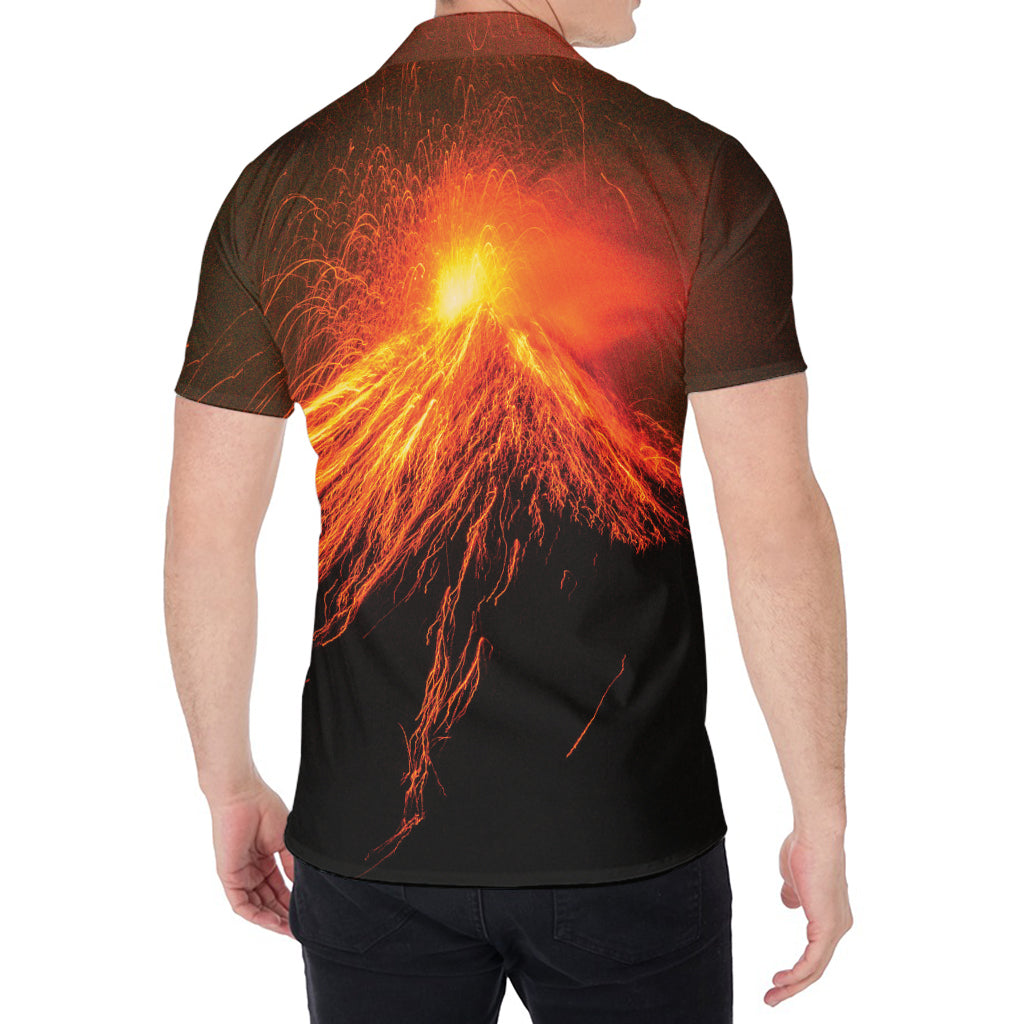 Fire Volcano Print Men's Shirt