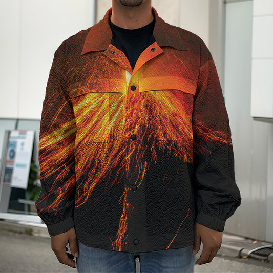 Fire Volcano Print Men's Shirt Jacket