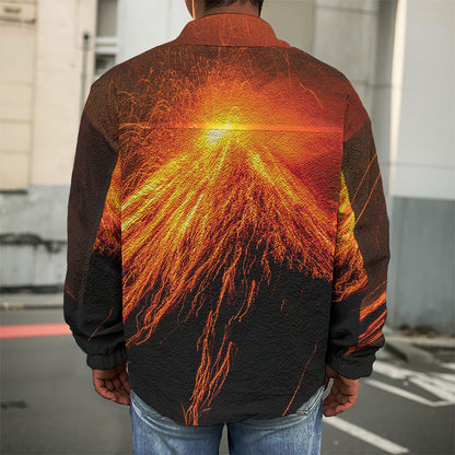 Fire Volcano Print Men's Shirt Jacket