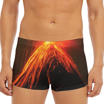 Fire Volcano Print Men's Short Boxer Briefs