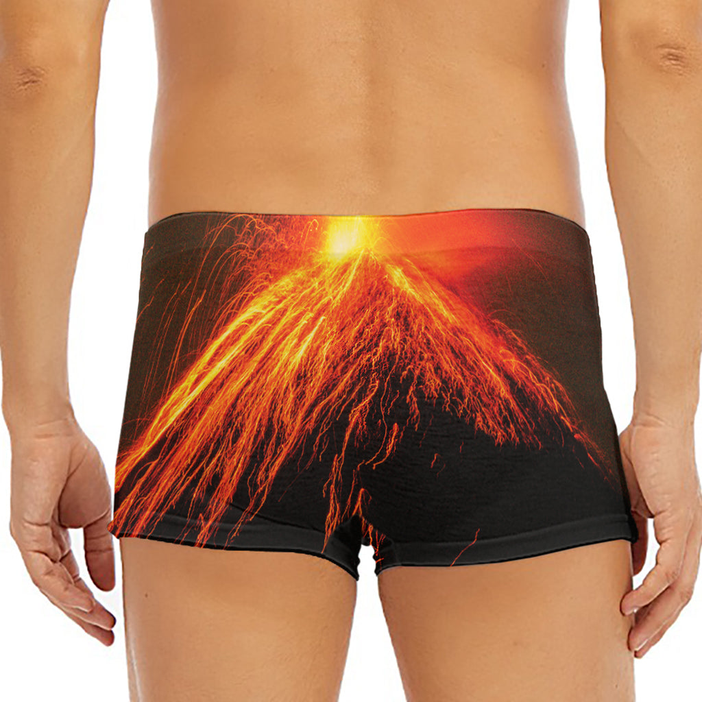 Fire Volcano Print Men's Short Boxer Briefs