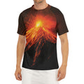 Fire Volcano Print Men's Short Sleeve Rash Guard