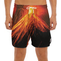 Fire Volcano Print Men's Split Running Shorts