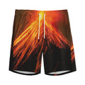 Fire Volcano Print Men's Athletic Shorts