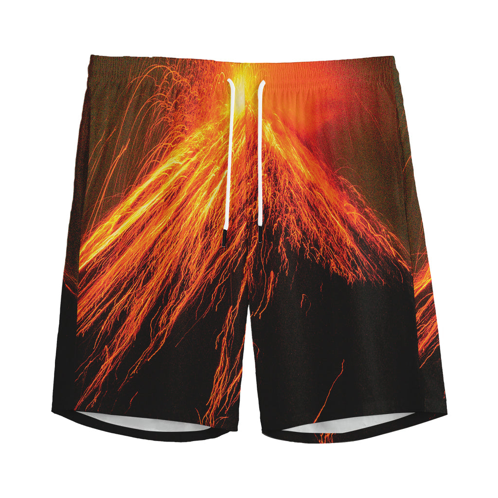 Fire Volcano Print Men's Sports Shorts