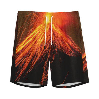 Fire Volcano Print Men's Sports Shorts