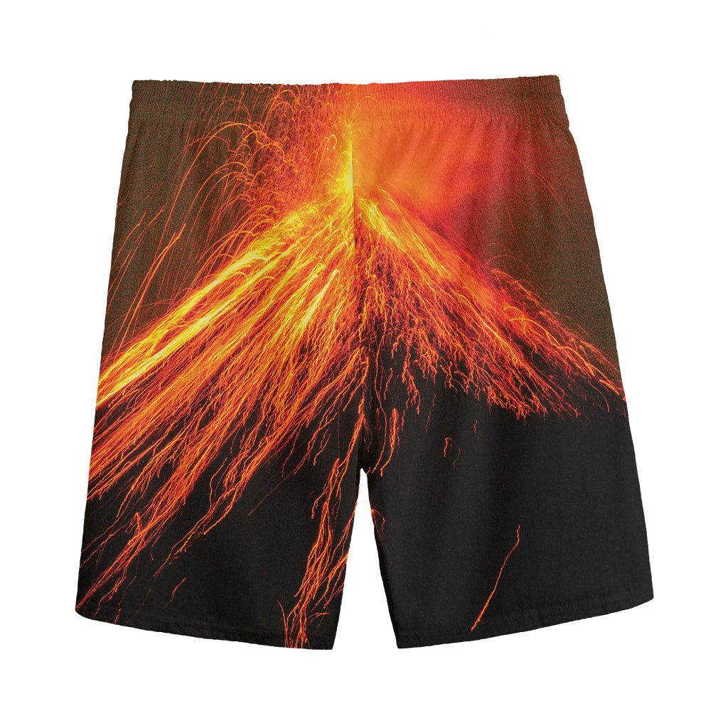 Fire Volcano Print Men's Sports Shorts