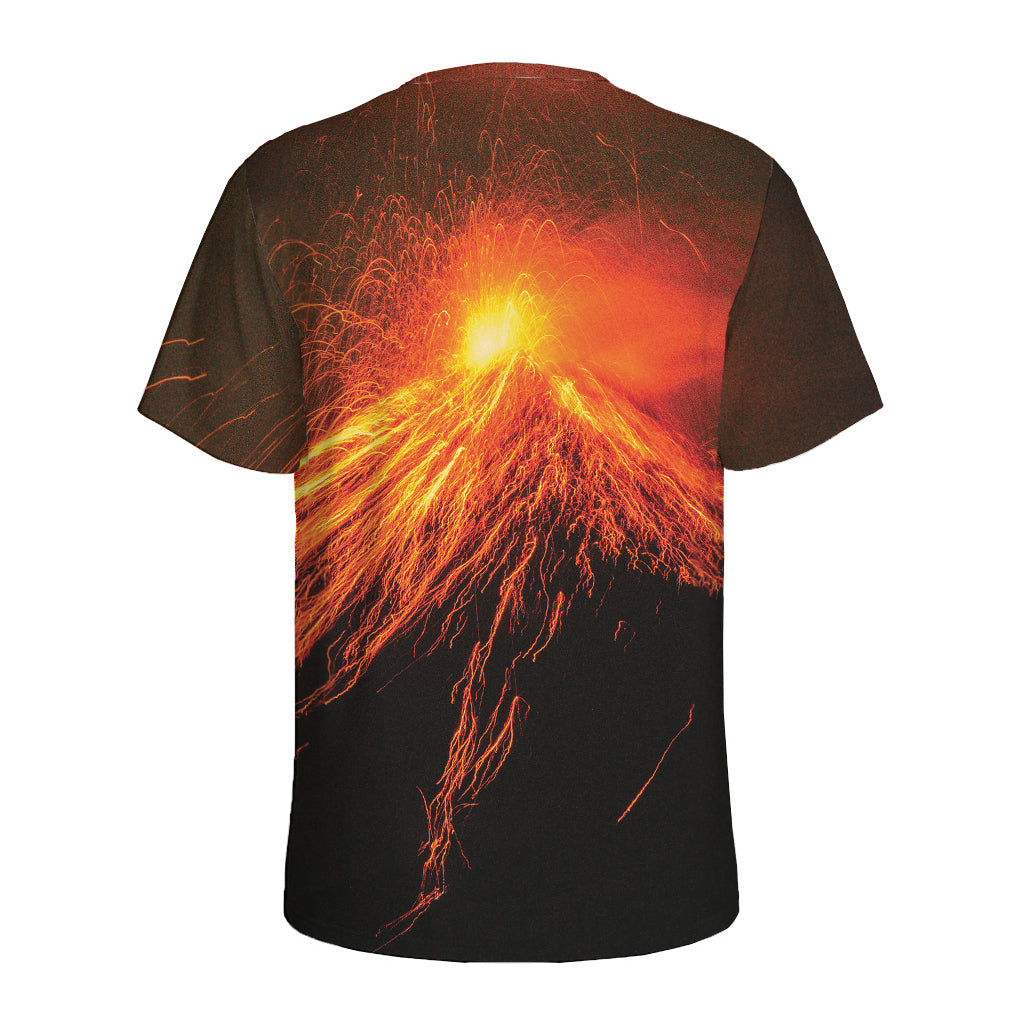 Fire Volcano Print Men's Sports T-Shirt