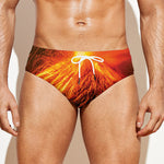 Fire Volcano Print Men's Swim Briefs