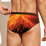 Fire Volcano Print Men's Swim Briefs