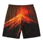 Fire Volcano Print Men's Swim Trunks