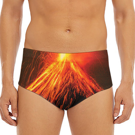 Fire Volcano Print Men's Triangle Swim Briefs