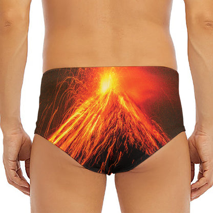 Fire Volcano Print Men's Triangle Swim Briefs
