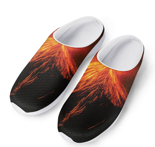 Fire Volcano Print Mesh Casual Shoes
