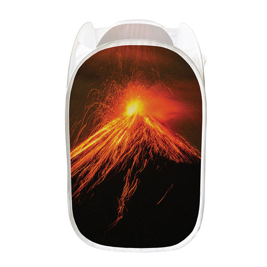 Fire Volcano Print Mesh Laundry Hamper