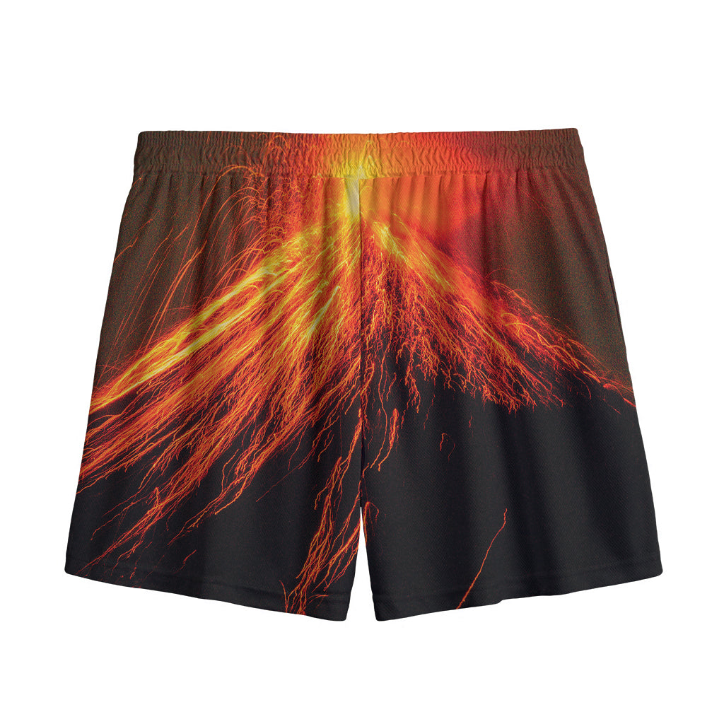 Fire Volcano Print Mesh Shorts