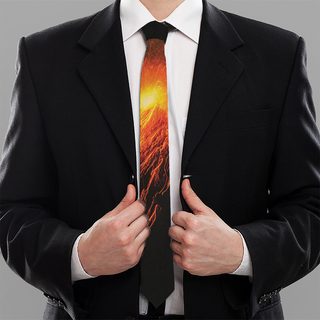 Fire Volcano Print Necktie