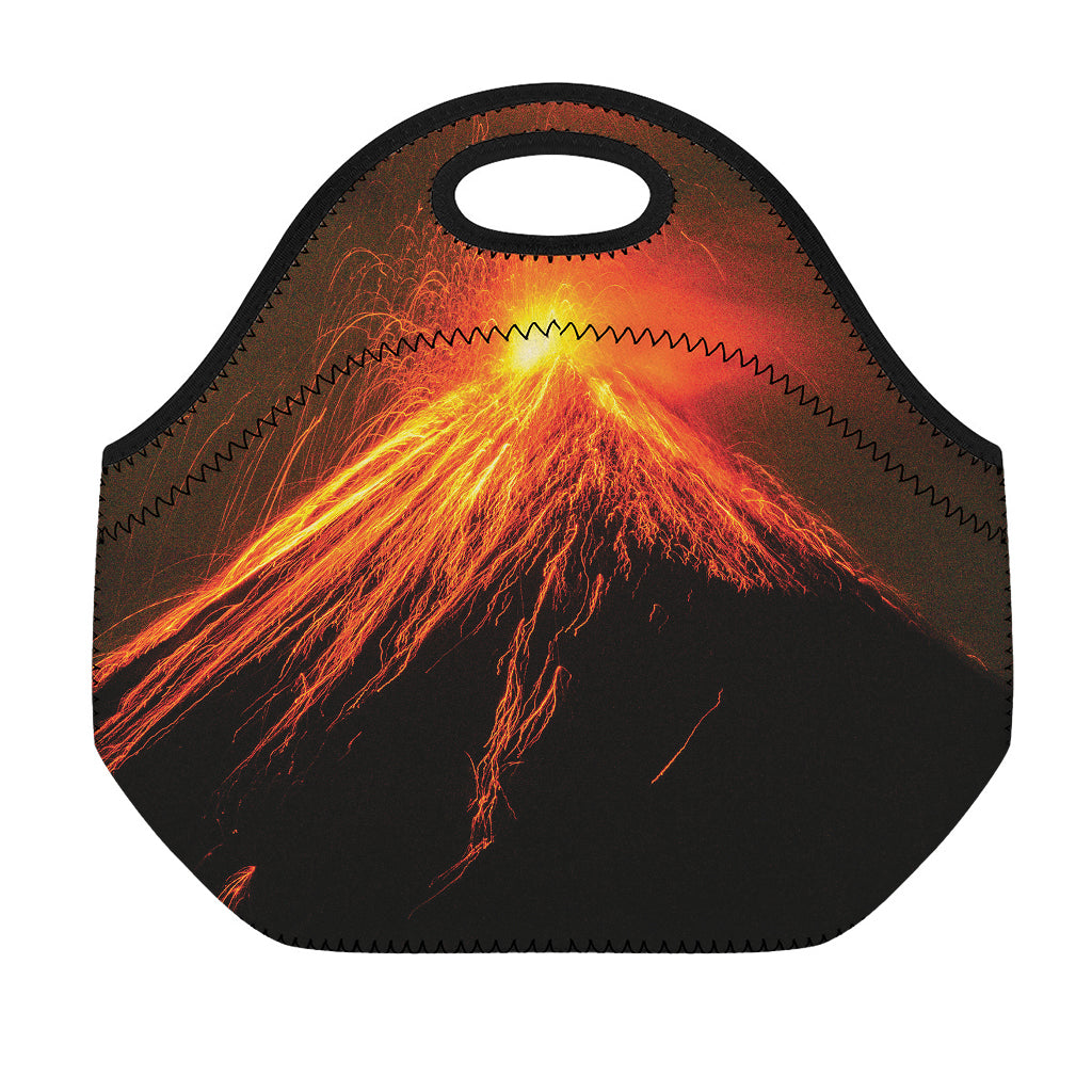 Fire Volcano Print Neoprene Lunch Bag
