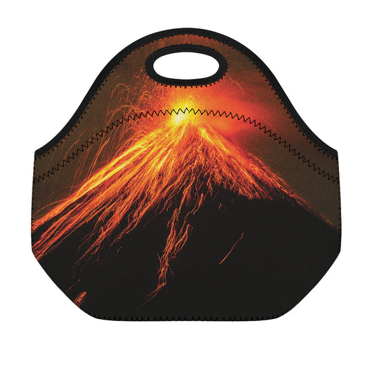 Fire Volcano Print Neoprene Lunch Bag