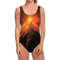 Fire Volcano Print One Piece Swimsuit