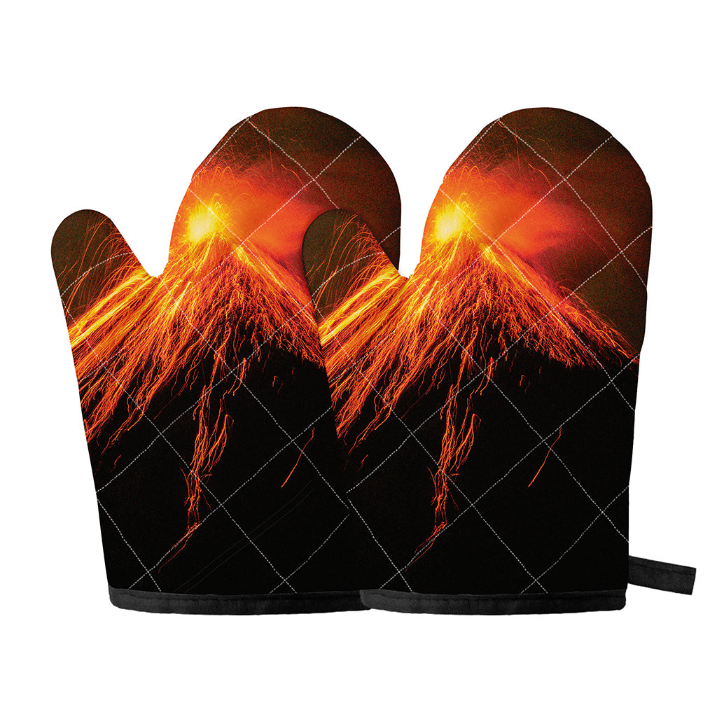 Fire Volcano Print Oven Mitts
