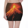 Fire Volcano Print Pencil Mini Skirt