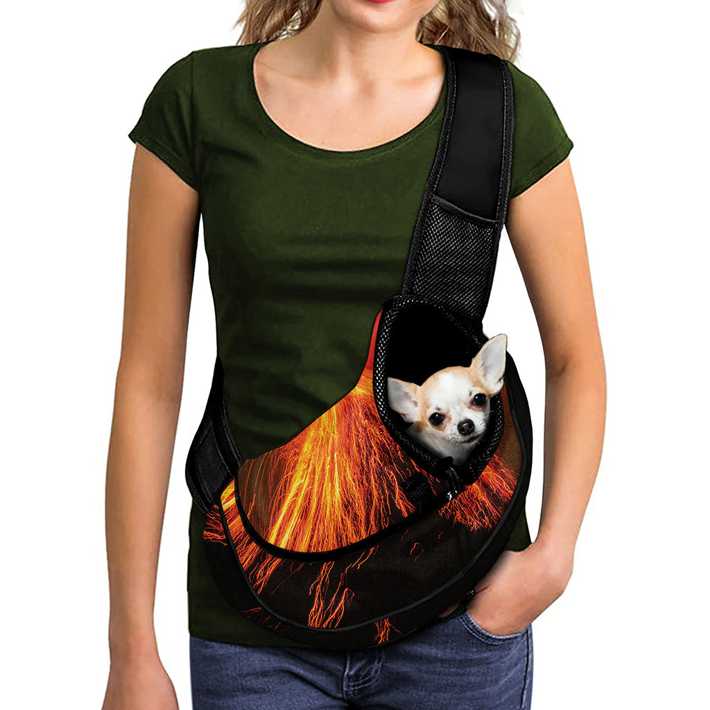 Fire Volcano Print Pet Sling Carrier