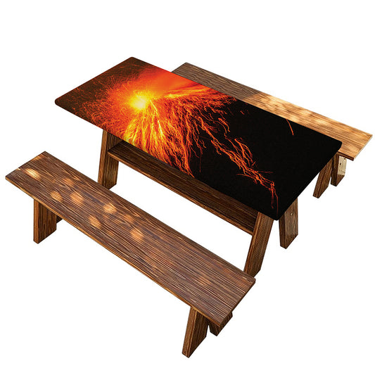 Fire Volcano Print Picnic Table Cover