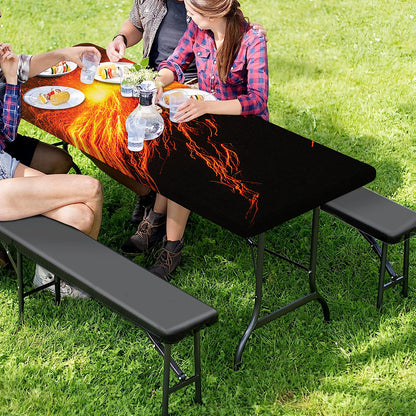 Fire Volcano Print Picnic Table Cover