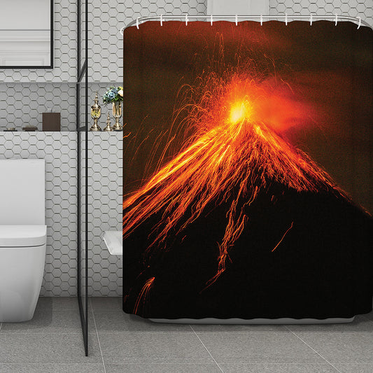 Fire Volcano Print Polyester Shower Curtain