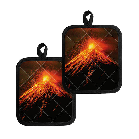 Fire Volcano Print Pot Holders